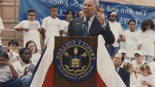 Dedication of the Ann and Thomas S. Johnson Boys and Girls Club at Trinity College, with speaker General Colin Powell, June 11, 1998