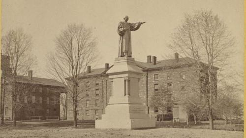 Bishop Brownell statue on the old campus (Trinity College, Hartford Conn.)